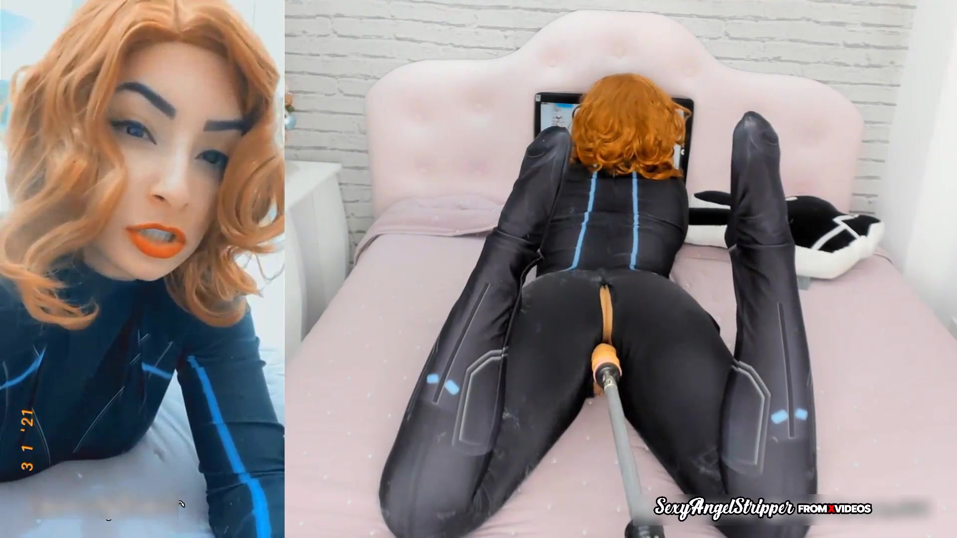 Black Widow Craves You in Wild Cosplay Ride - HD Sex Machine Fun!
